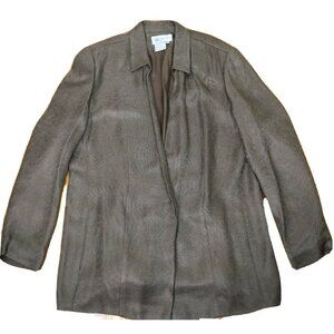 VINTAGE WOMEN'S BROWN WOVEN BLAZER JACKET - WORTH - SIZE 16